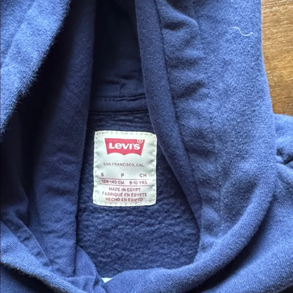 Sz S 8-10 Levi's blue, white, and red colorblock cropped hoodie sweatshirt